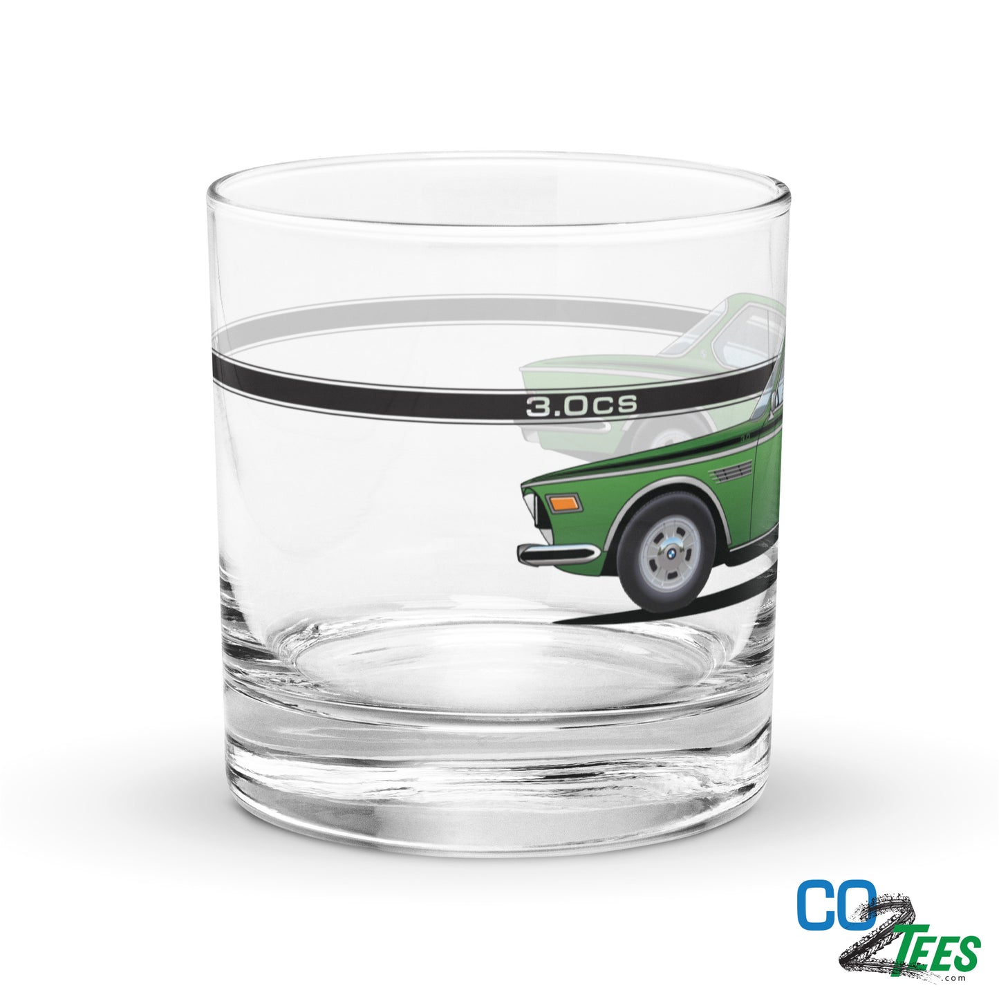 BMW 3.0 Tiaga Green Coupe Rocks Glass