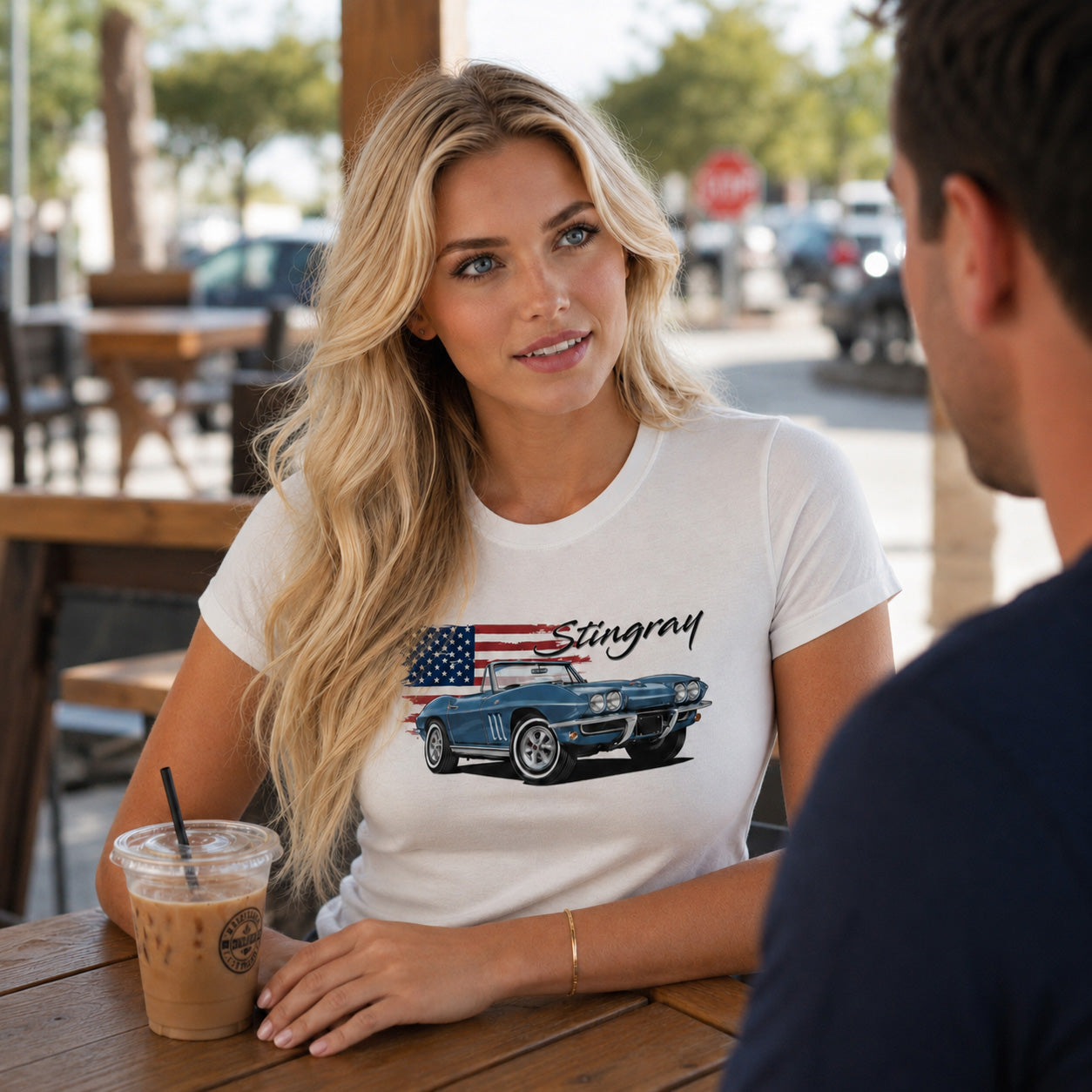 65 Corvette Stingray Convertible American Flag T-shirt