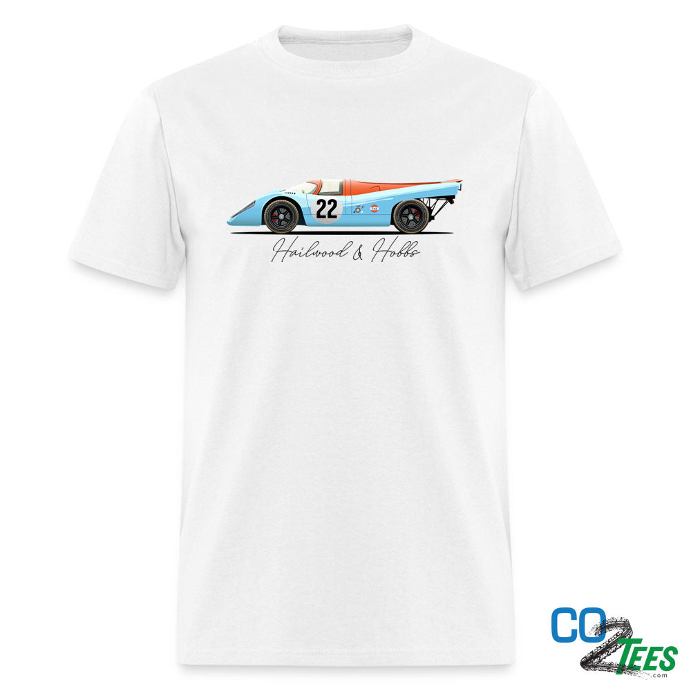 Porsche 917K Gulf Hailwood & Hobbs. White & Blue Tees
