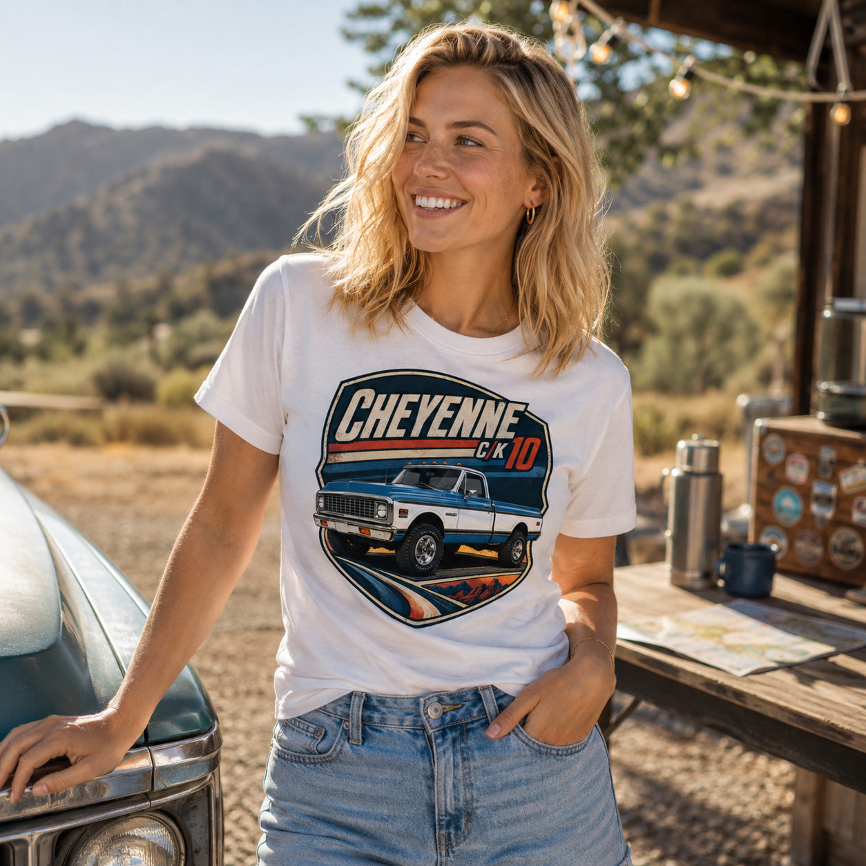 Chevy K10 Cheyenne Divisional Blue 4WD T-shirt