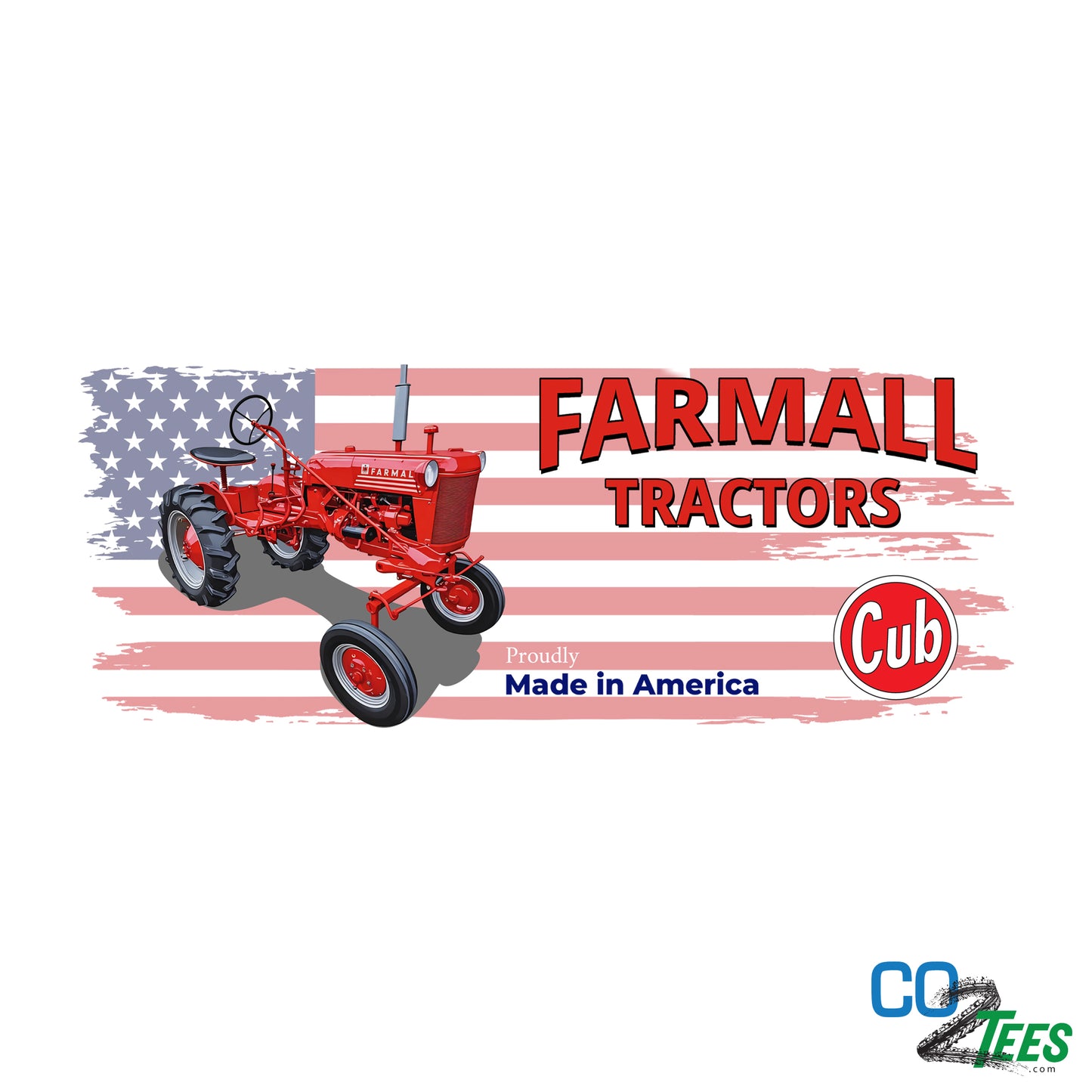 Farmall Tractor American Flag White Mug