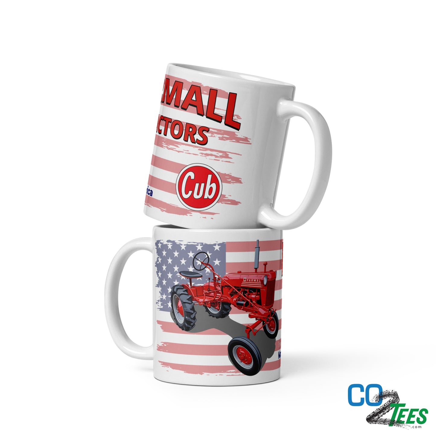 Farmall Tractor American Flag White Mug