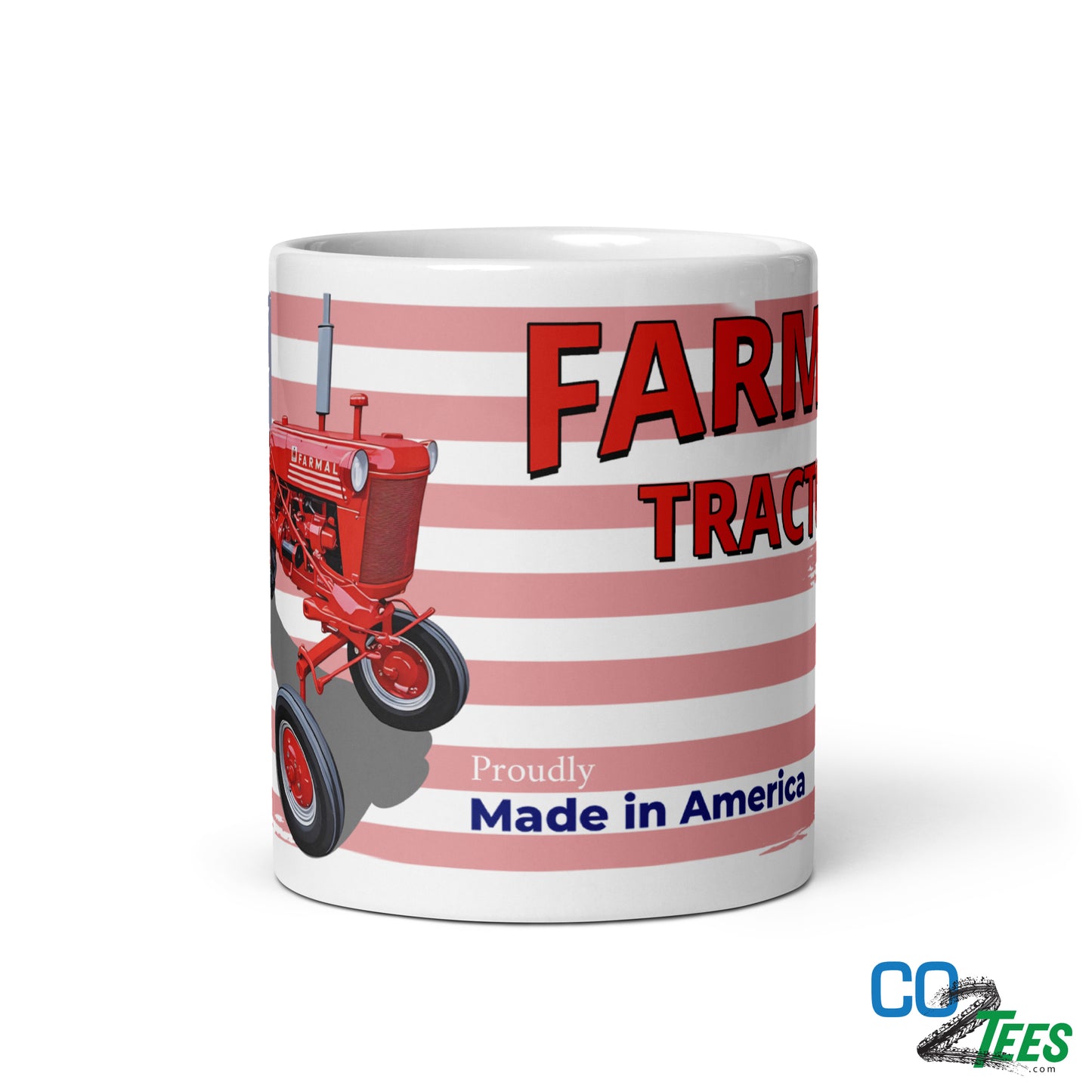 Farmall Tractor American Flag White Mug