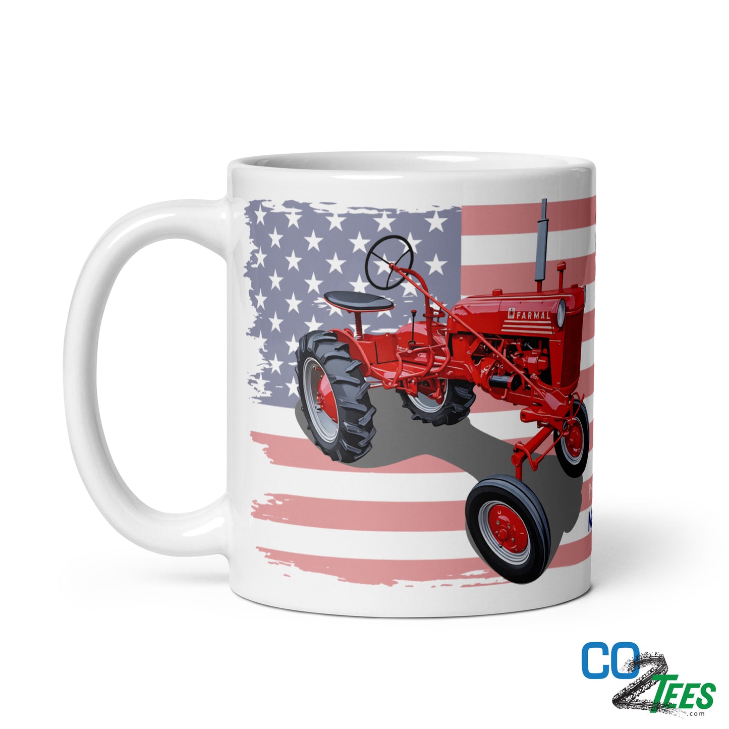 Farmall Tractor American Flag White Mug