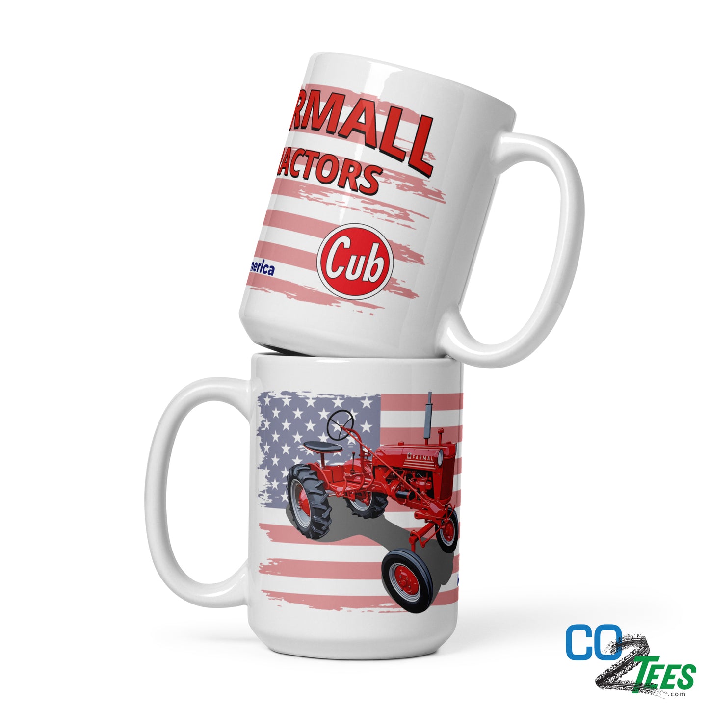 Farmall Tractor American Flag White Mug