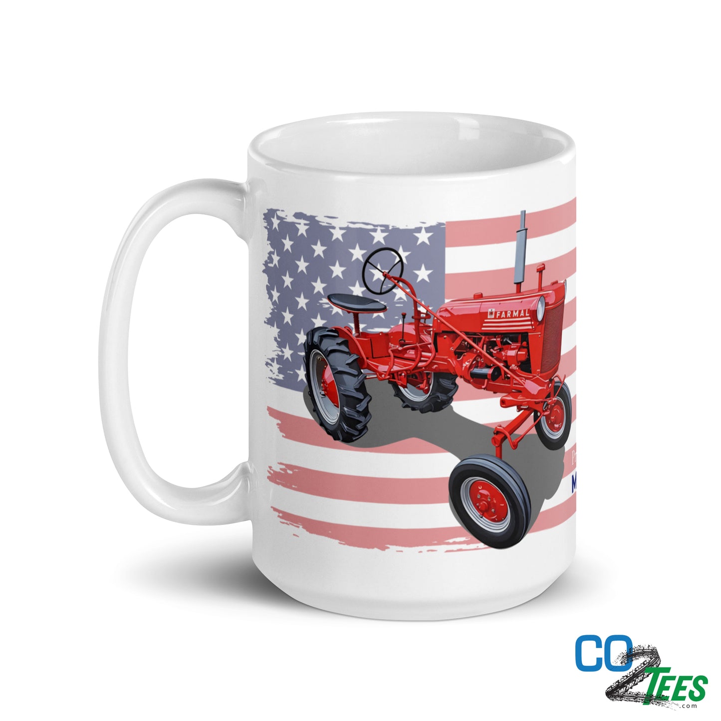 Farmall Tractor American Flag White Mug