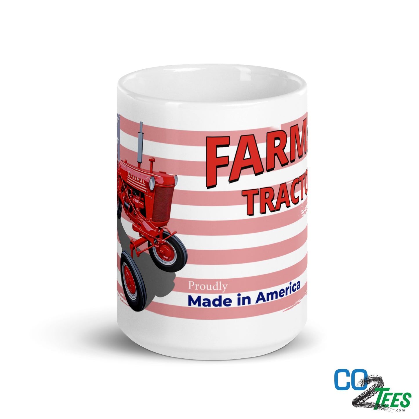Farmall Tractor American Flag White Mug