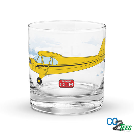 Piper Cub J-3 Rocks Glass