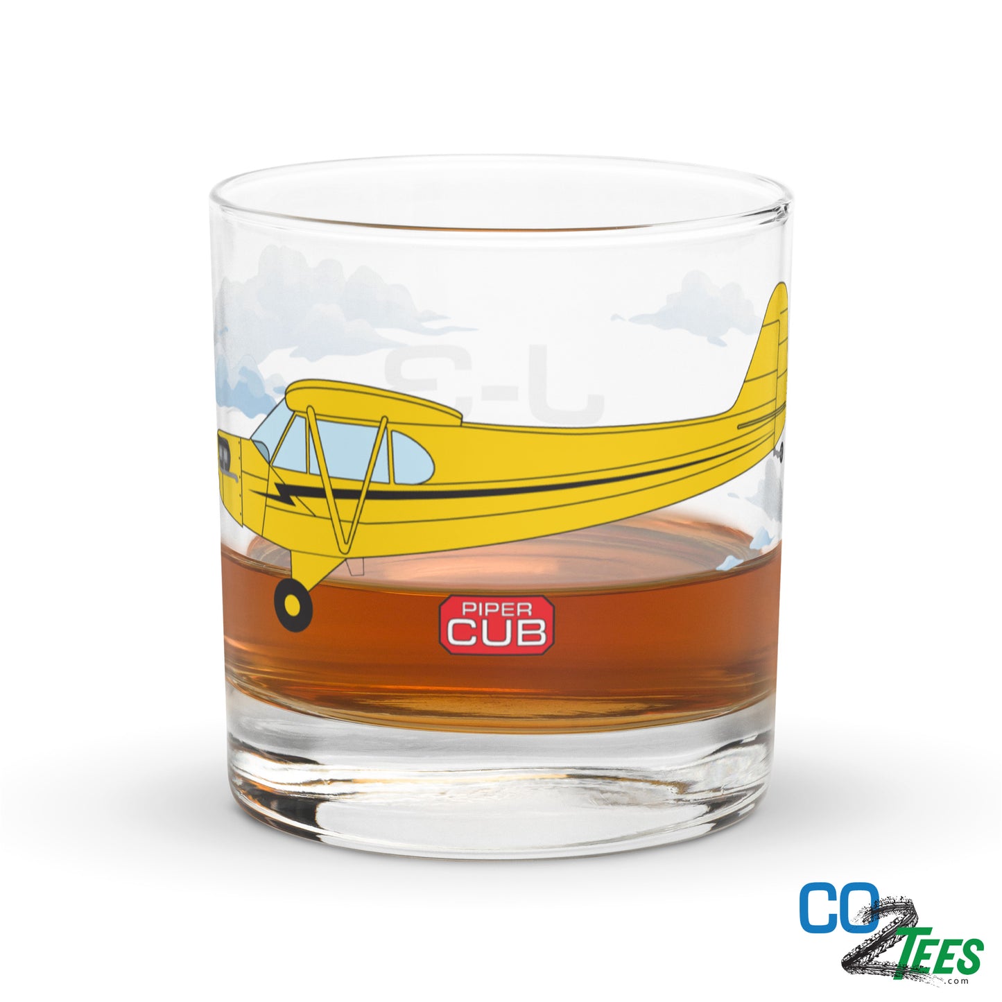 Piper Cub J-3 Rocks Glass