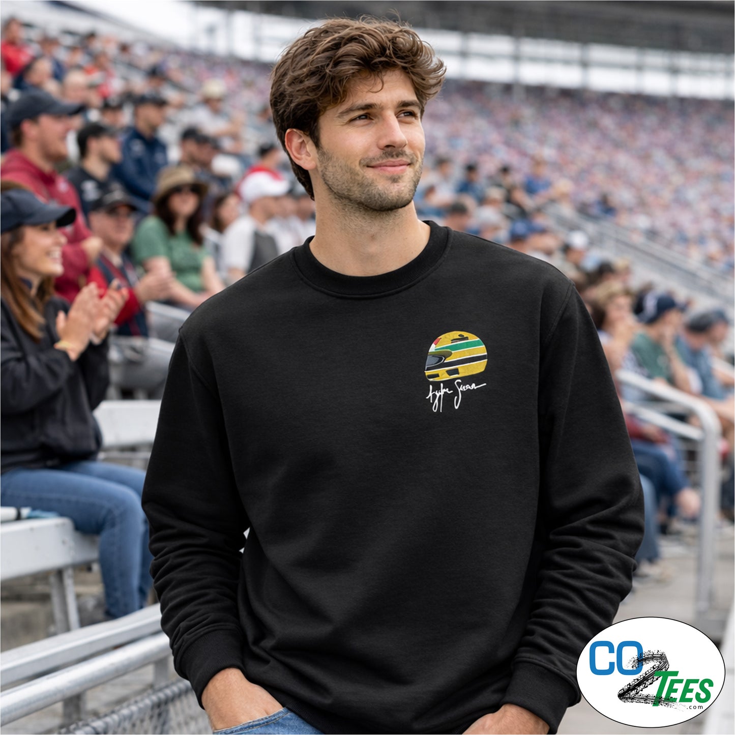 Senna Embroidered Autograph Helmet Crew Neck Sweatshirt