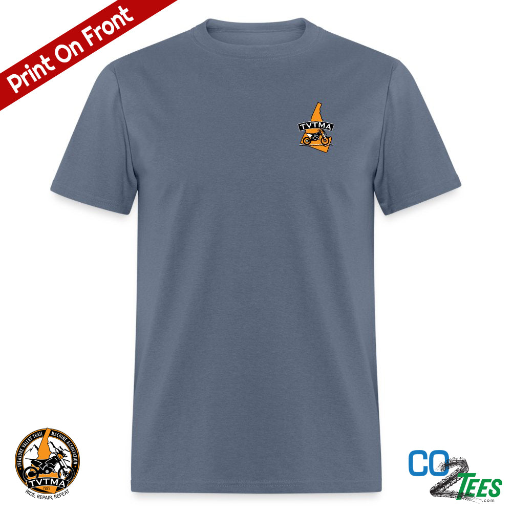 TVTMA Ride Idaho Trails, Logo on Chest, Emblem on Back, Unisex T-Shirt