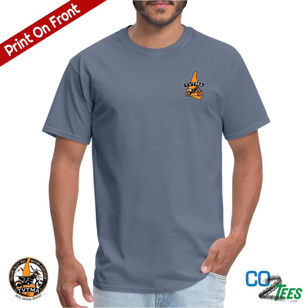 TVTMA Ride Idaho Trails, Logo on Chest, Emblem on Back, Unisex T-Shirt