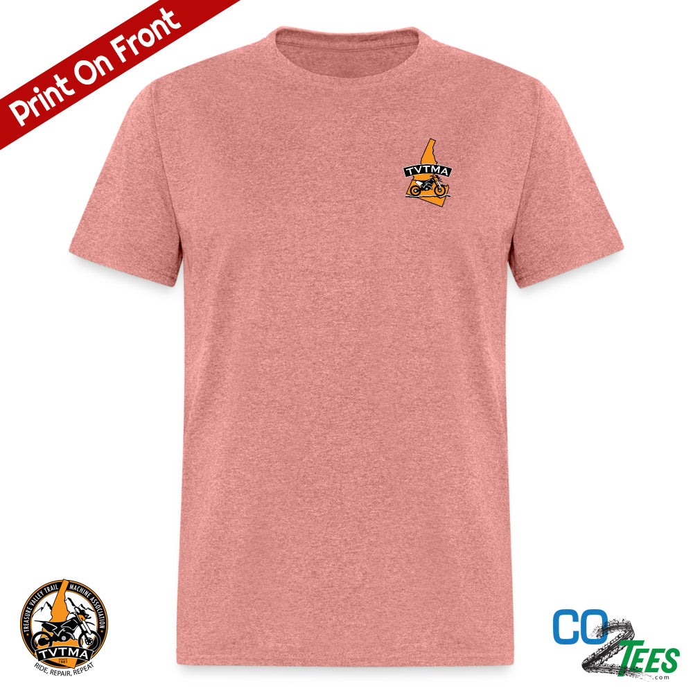 TVTMA Ride Idaho Trails, Logo on Chest, Emblem on Back, Unisex T-Shirt