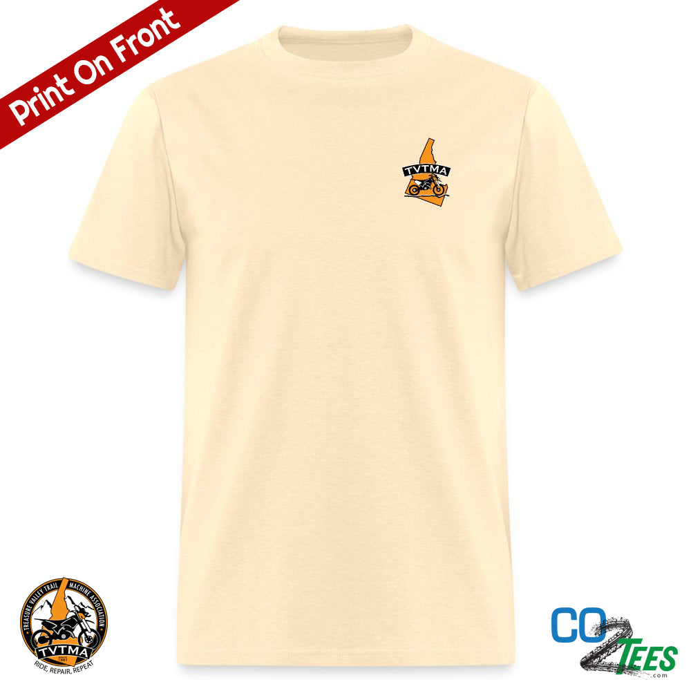 TVTMA Ride Idaho Trails, Logo on Chest, Emblem on Back, Unisex T-Shirt