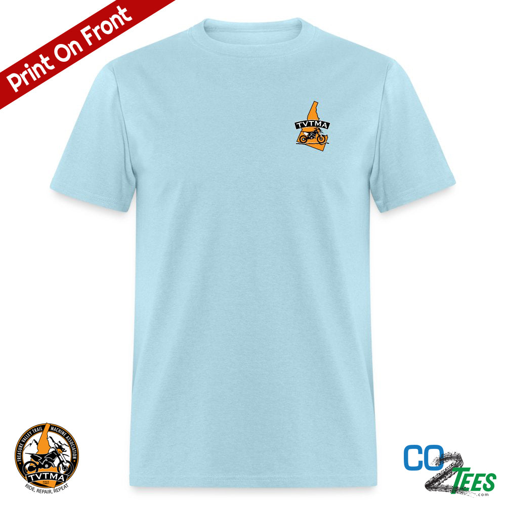 TVTMA Ride Idaho Trails, Logo on Chest, Emblem on Back, Unisex T-Shirt