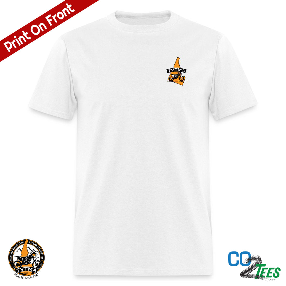 TVTMA Ride Idaho Trails, Logo on Chest, Emblem on Back, Unisex T-Shirt