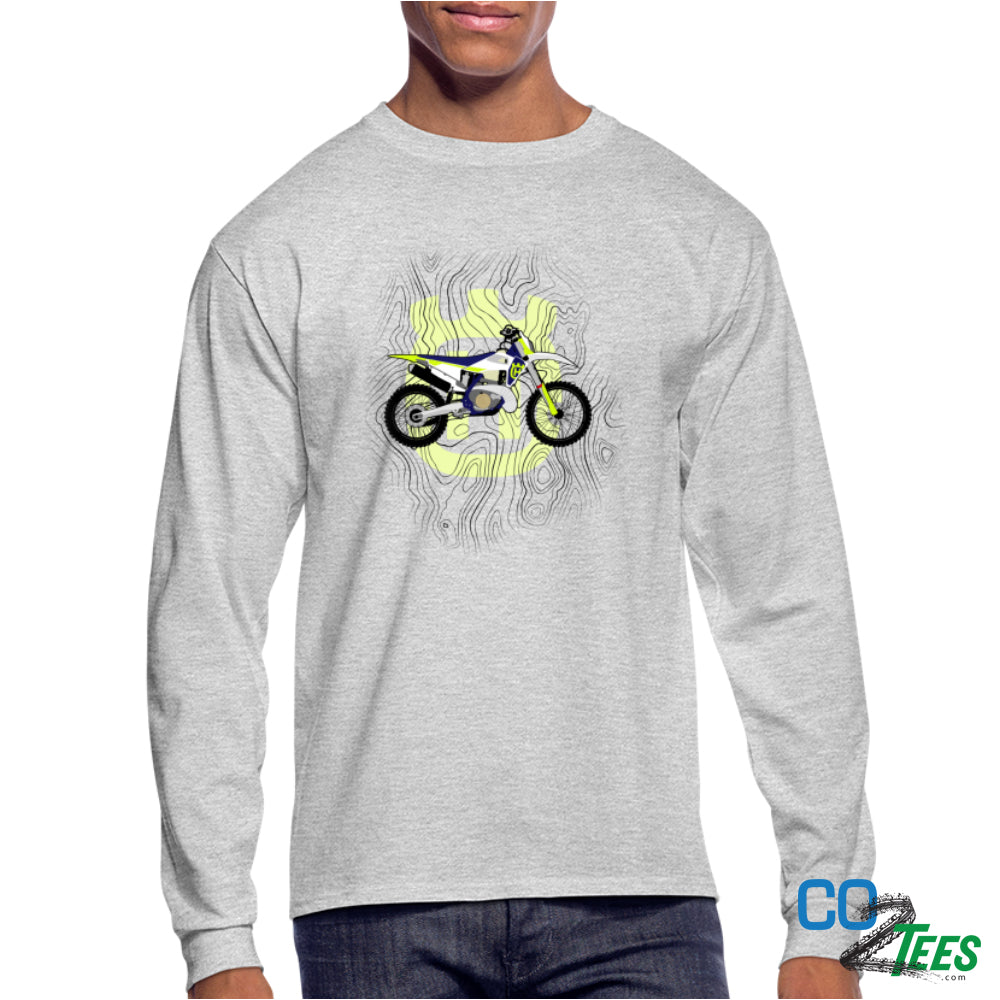 Huski Topo Long Sleeve T-Shirt in White & Grey
