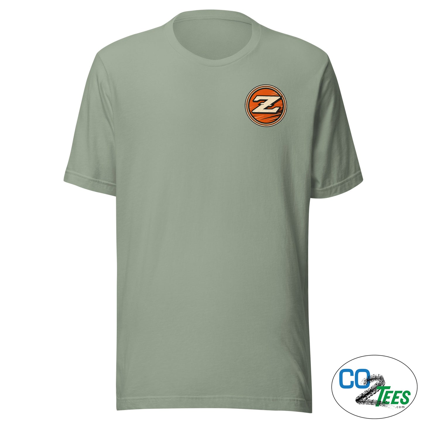 240z Persimmon Badge T-shirt, Printed Front & Back
