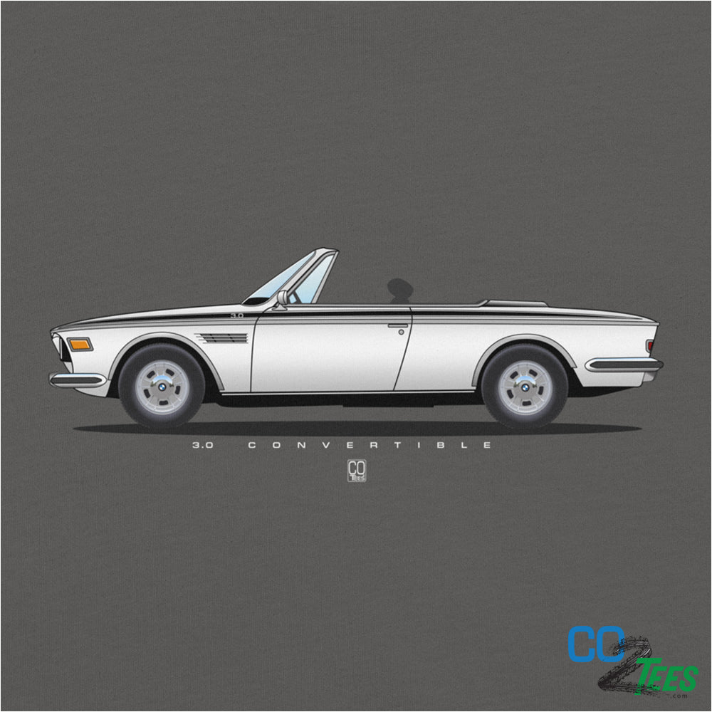 BMW 3.0 White Convertible on Soft & Lightweight T-shirt