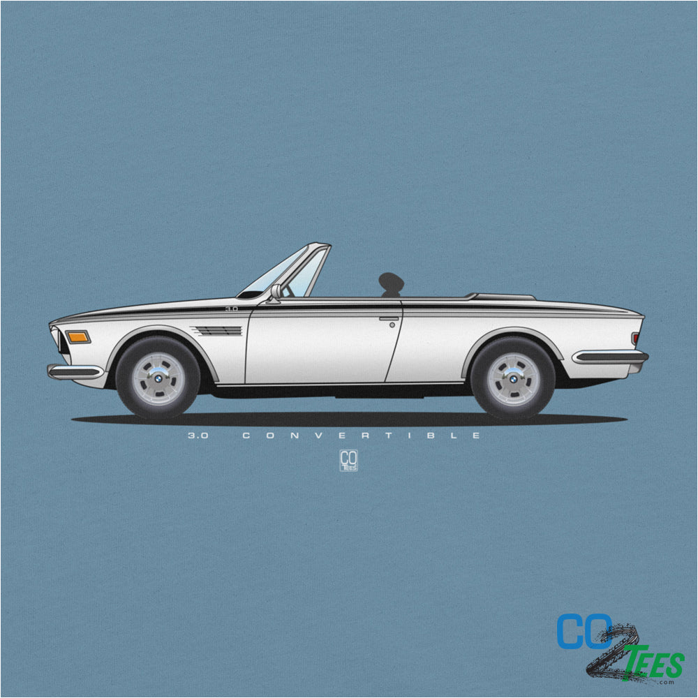 BMW 3.0 White Convertible on Soft & Lightweight T-shirt