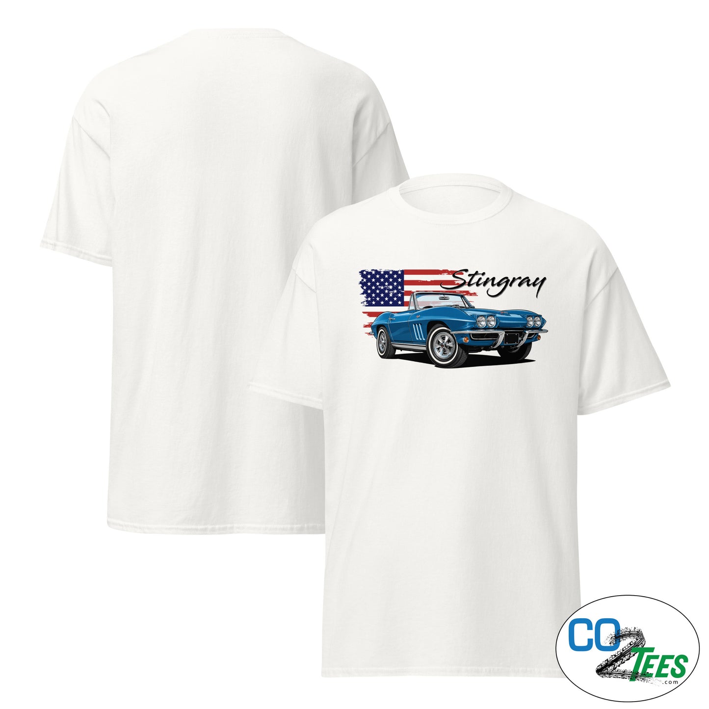 65 Corvette Stingray Convertible American Flag T-shirt