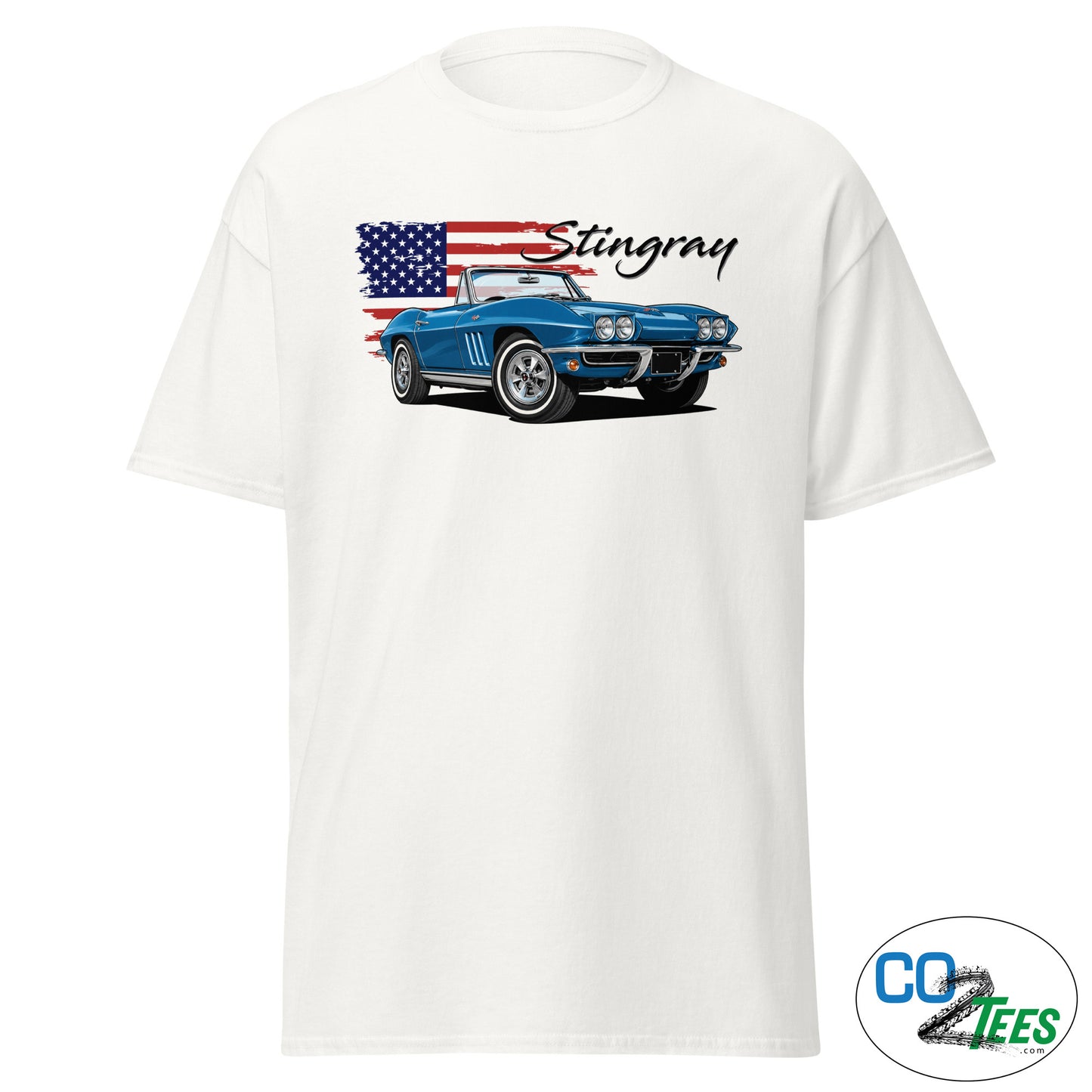 65 Corvette Stingray Convertible American Flag T-shirt