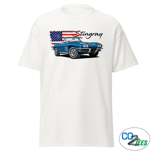 65 Corvette Stingray Convertible American Flag T-shirt