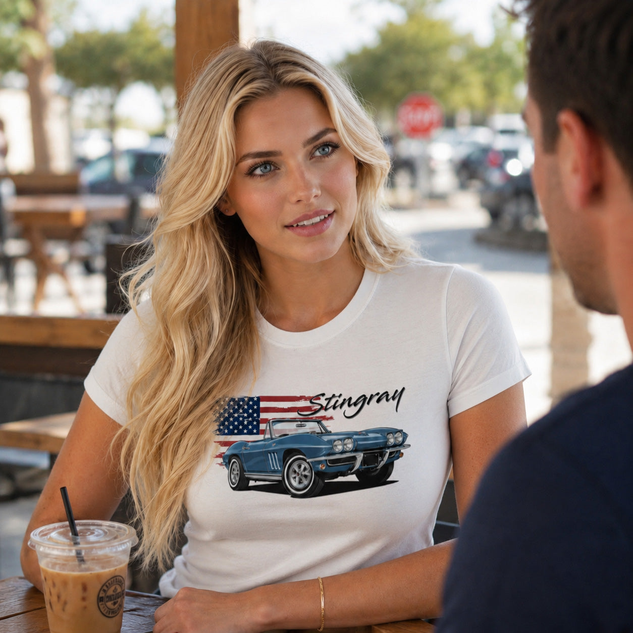 65 Corvette Stingray Convertible American Flag T-shirt