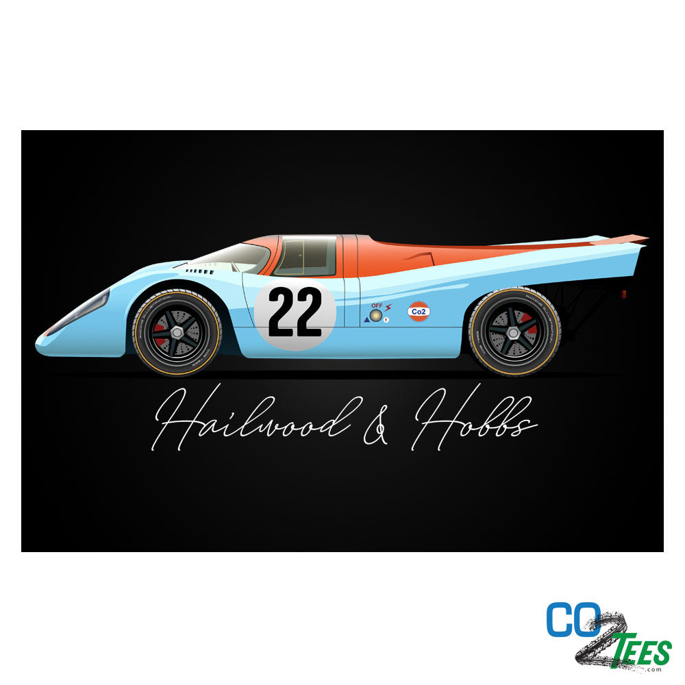 Porsche 917K Gulf Hailwood & Hobbs. Black & Charcoal Tees