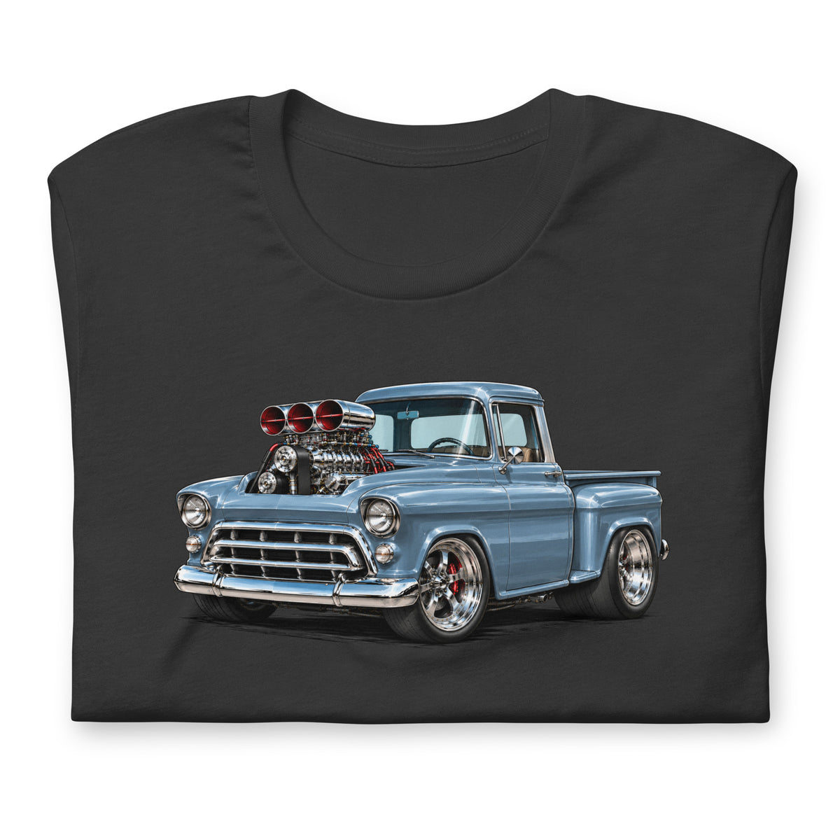 Blown 57 Chevy Stepside 3100 American Muscle Truck T-shirt