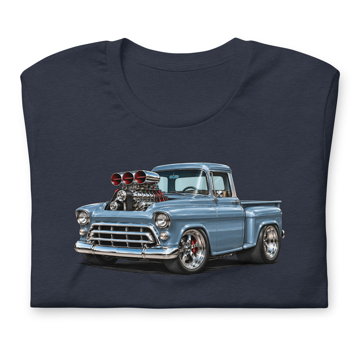 Blown 57 Chevy Stepside 3100 American Muscle Truck T-shirt