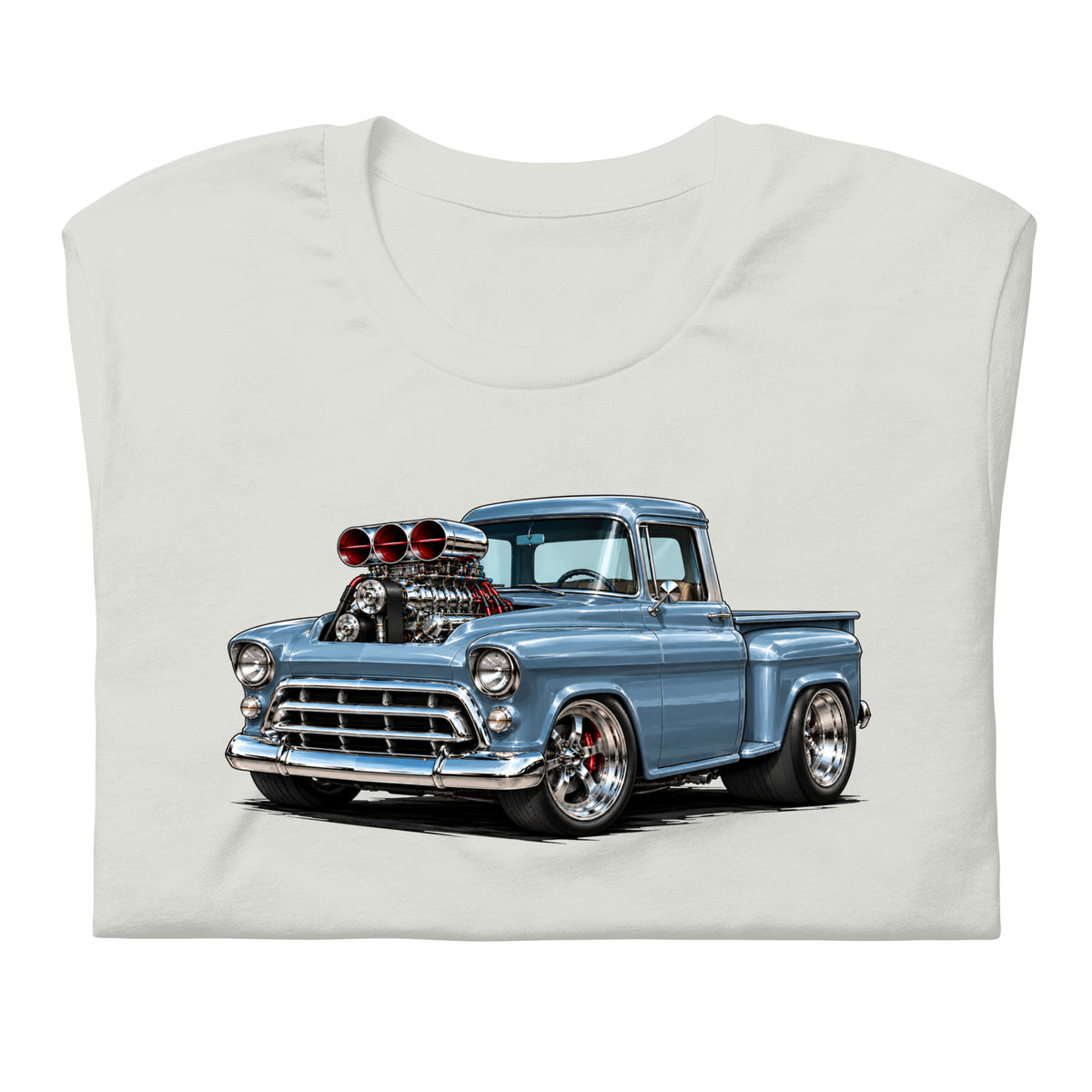 Blown 57 Chevy Stepside 3100 American Muscle Truck T-shirt