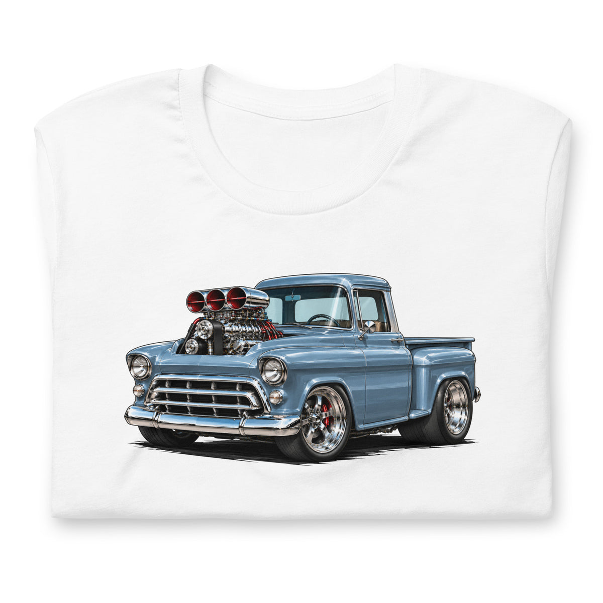 Blown 57 Chevy Stepside 3100 American Muscle Truck T-shirt
