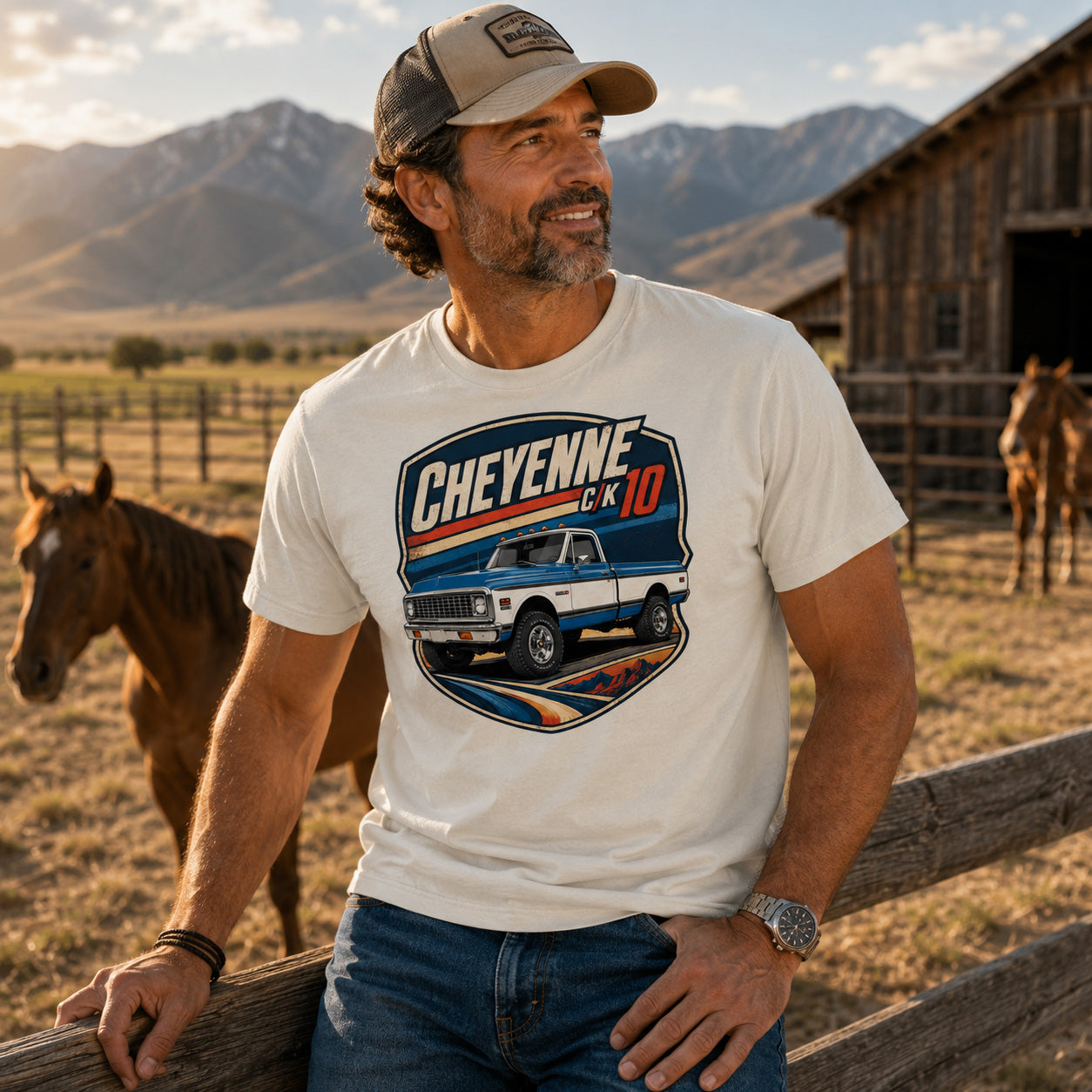 Chevy K10 Cheyenne Divisional Blue 4WD T-shirt