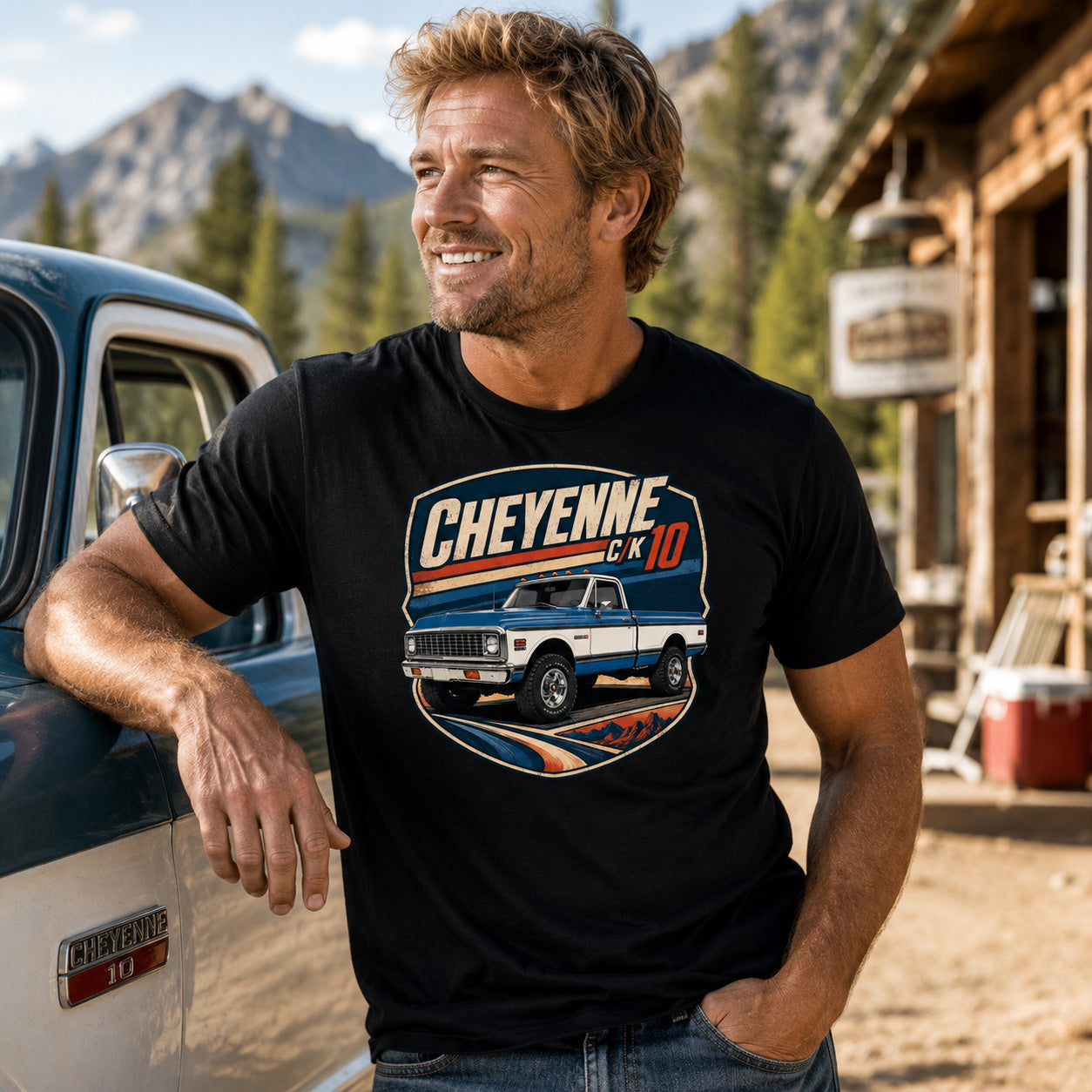 Chevy K10 Cheyenne Divisional Blue 4WD T-shirt