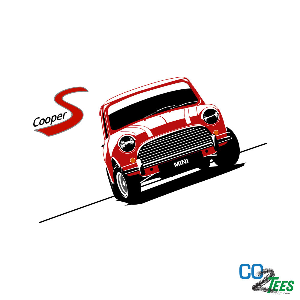 Mini Cooper S in Red on White or Ash Classic Tee
