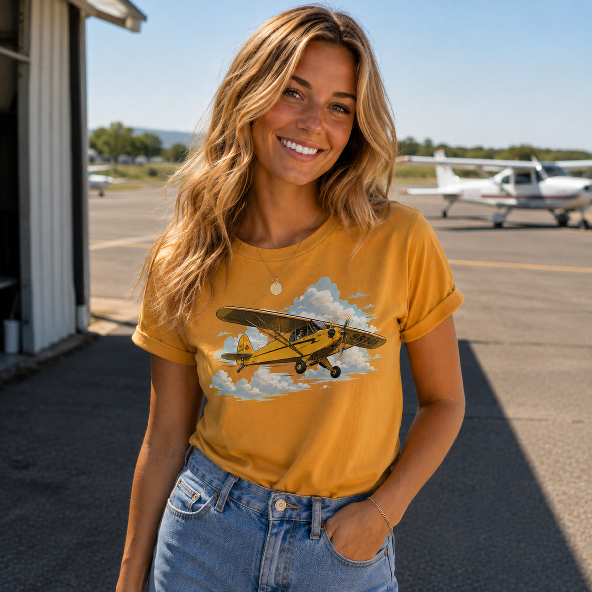 Piper Cub Fly-By Single Engine Aircraft T-shirt