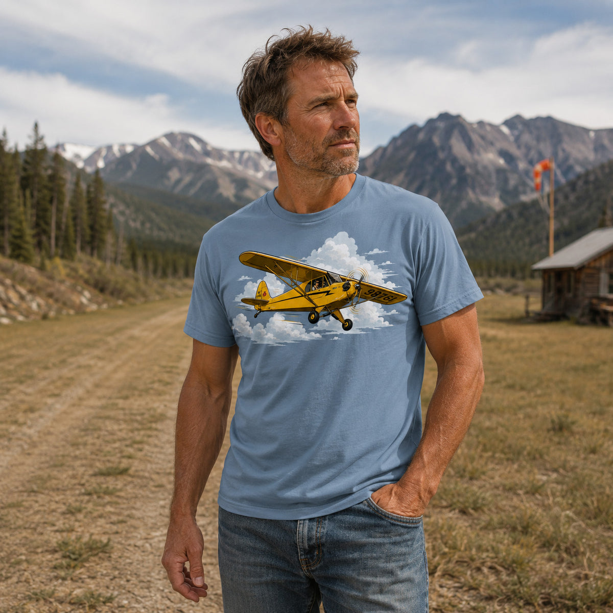 Piper Cub Fly-By Single Engine Aircraft T-shirt