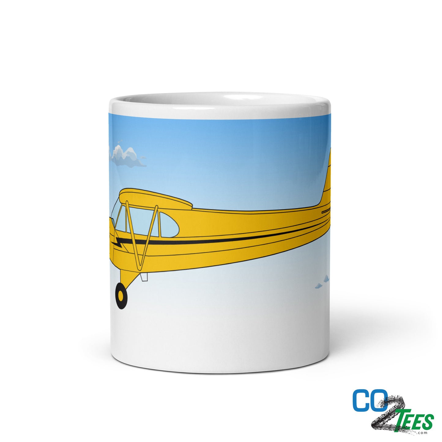 Piper Cub Clouds White Glossy Mug