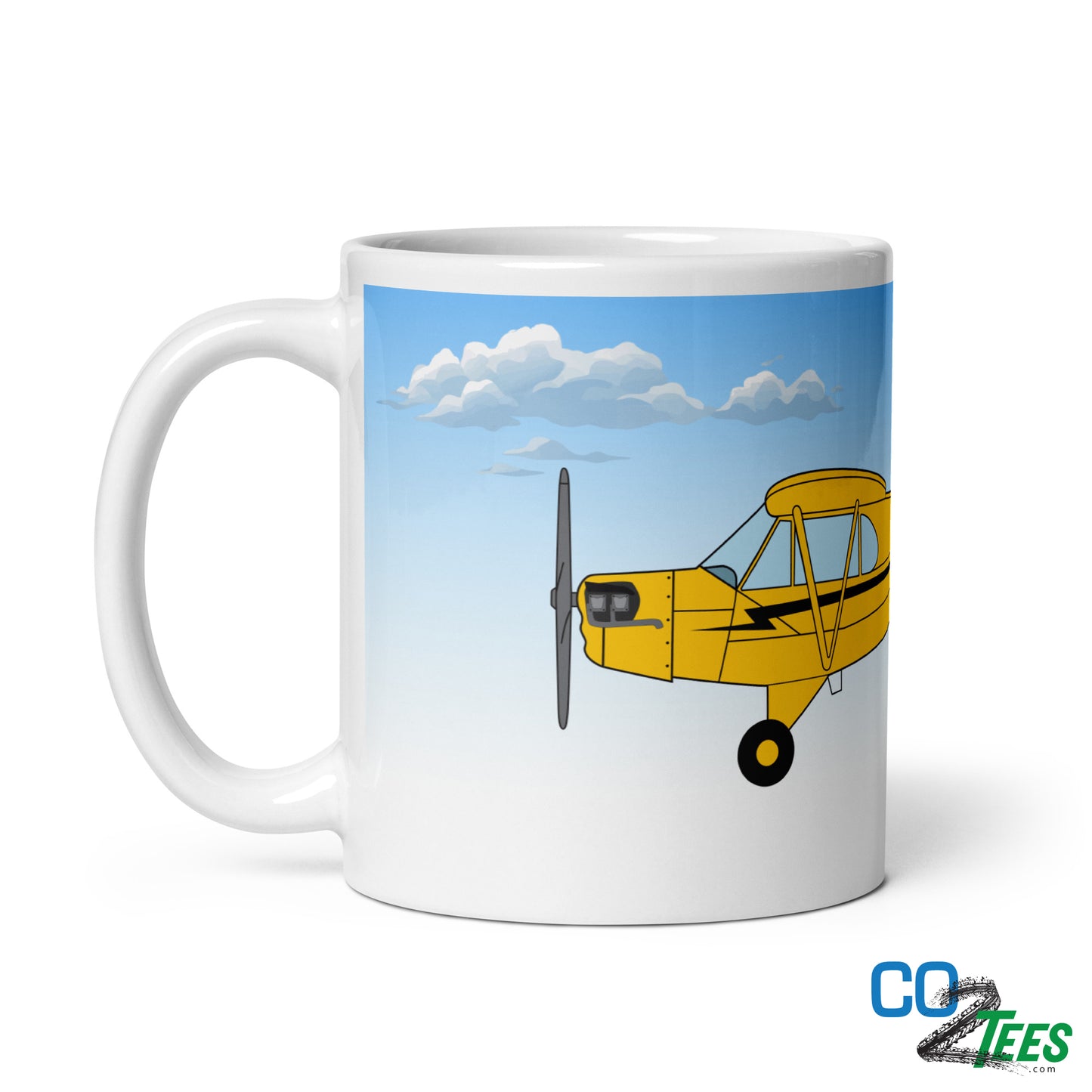 Piper Cub Clouds White Glossy Mug