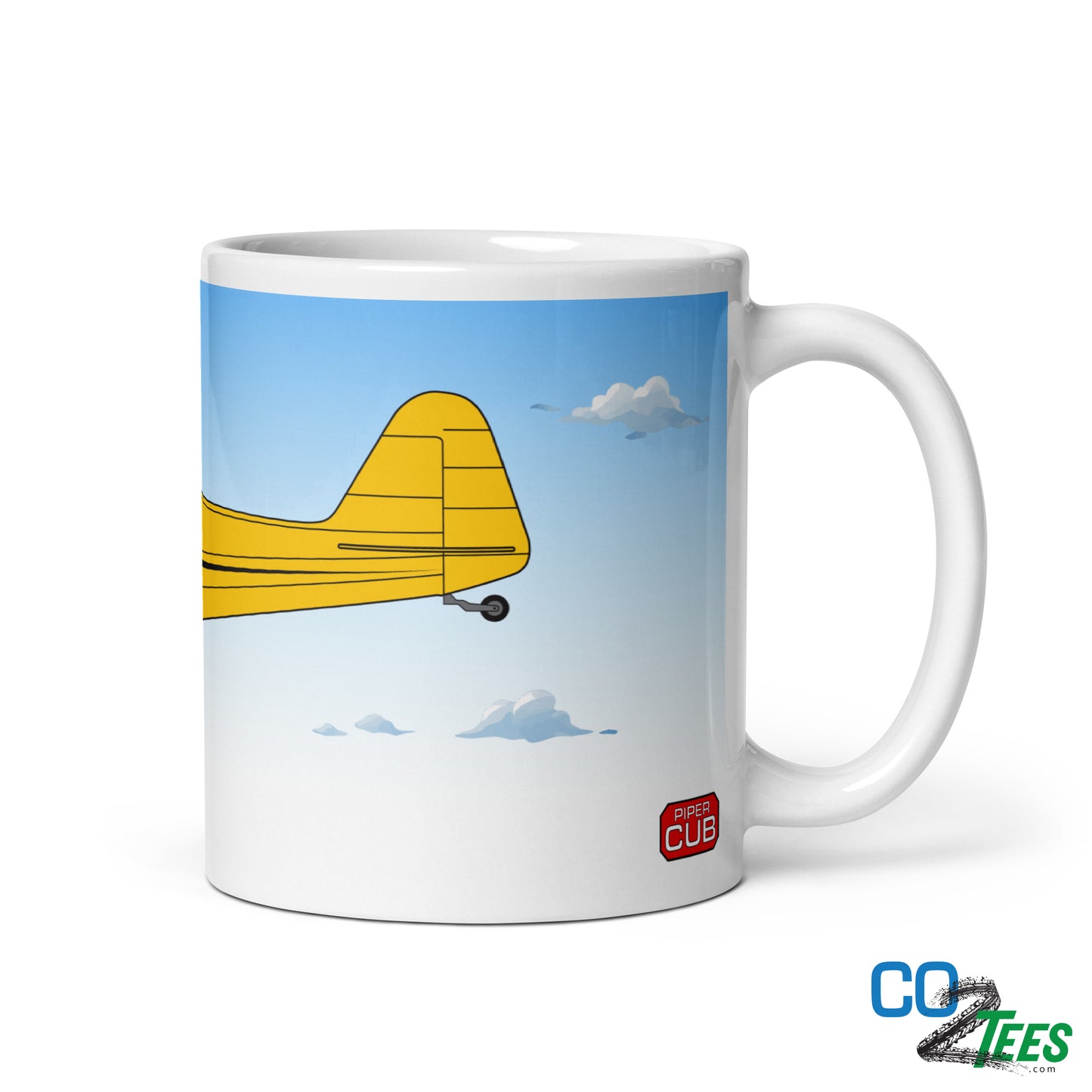 Piper Cub Clouds White Glossy Mug