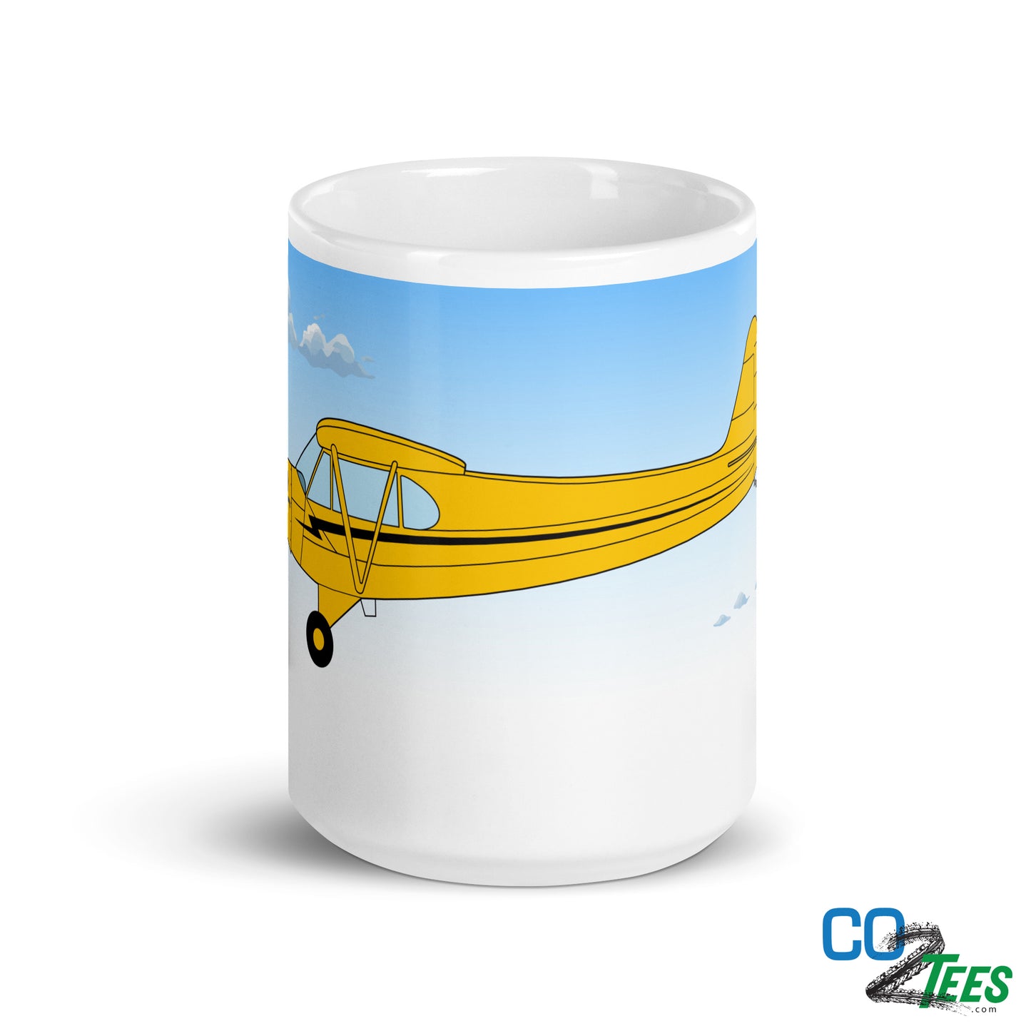 Piper Cub Clouds White Glossy Mug