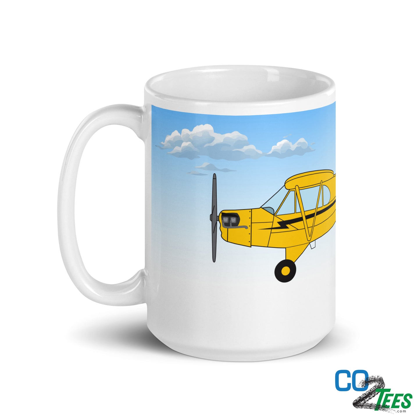 Piper Cub Clouds White Glossy Mug