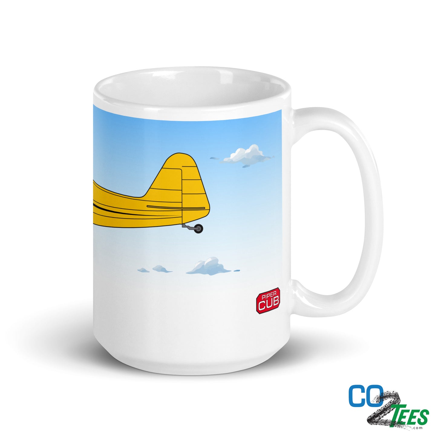 Piper Cub Clouds White Glossy Mug