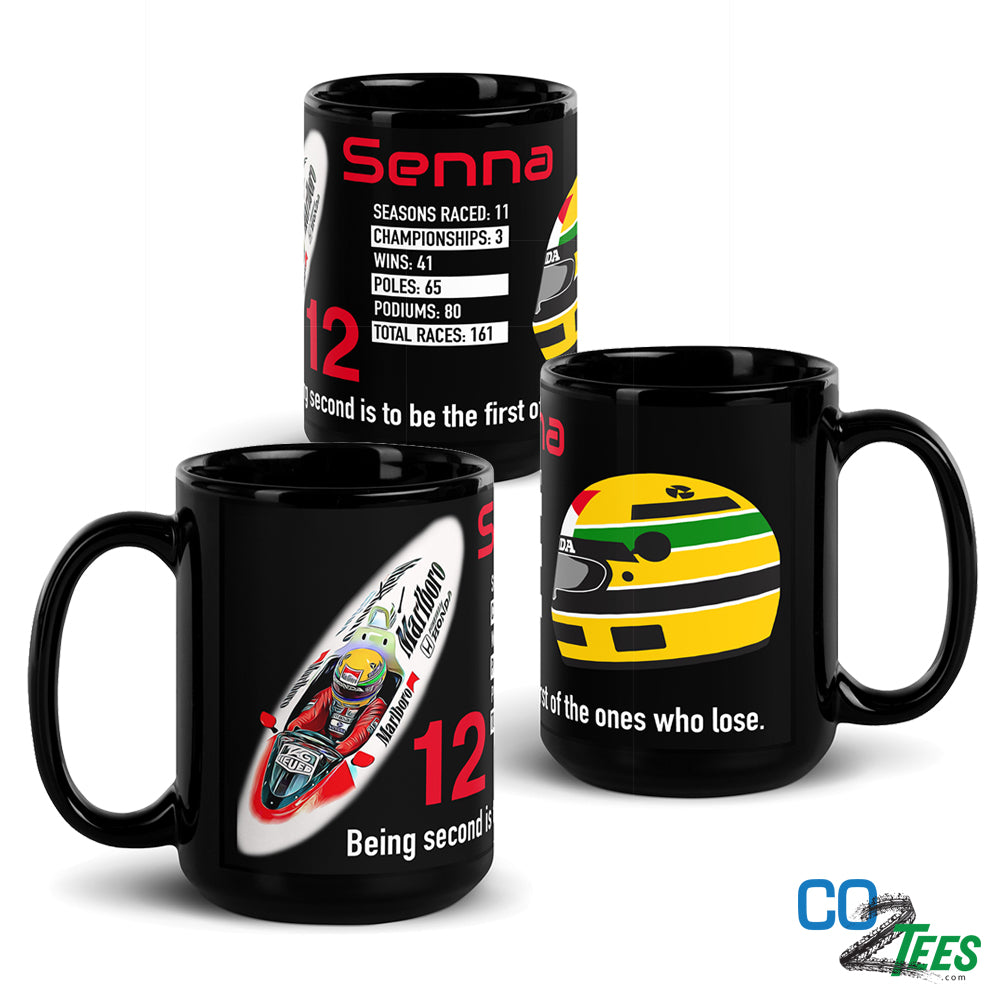 Senna F1 Racing 15oz Black Glossy Coffee Mug