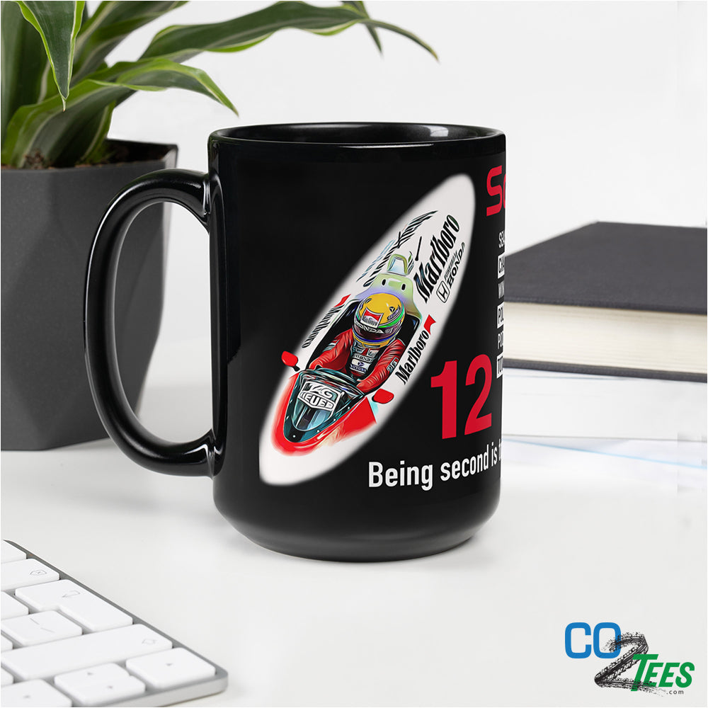 Senna F1 Racing 15oz Black Glossy Coffee Mug