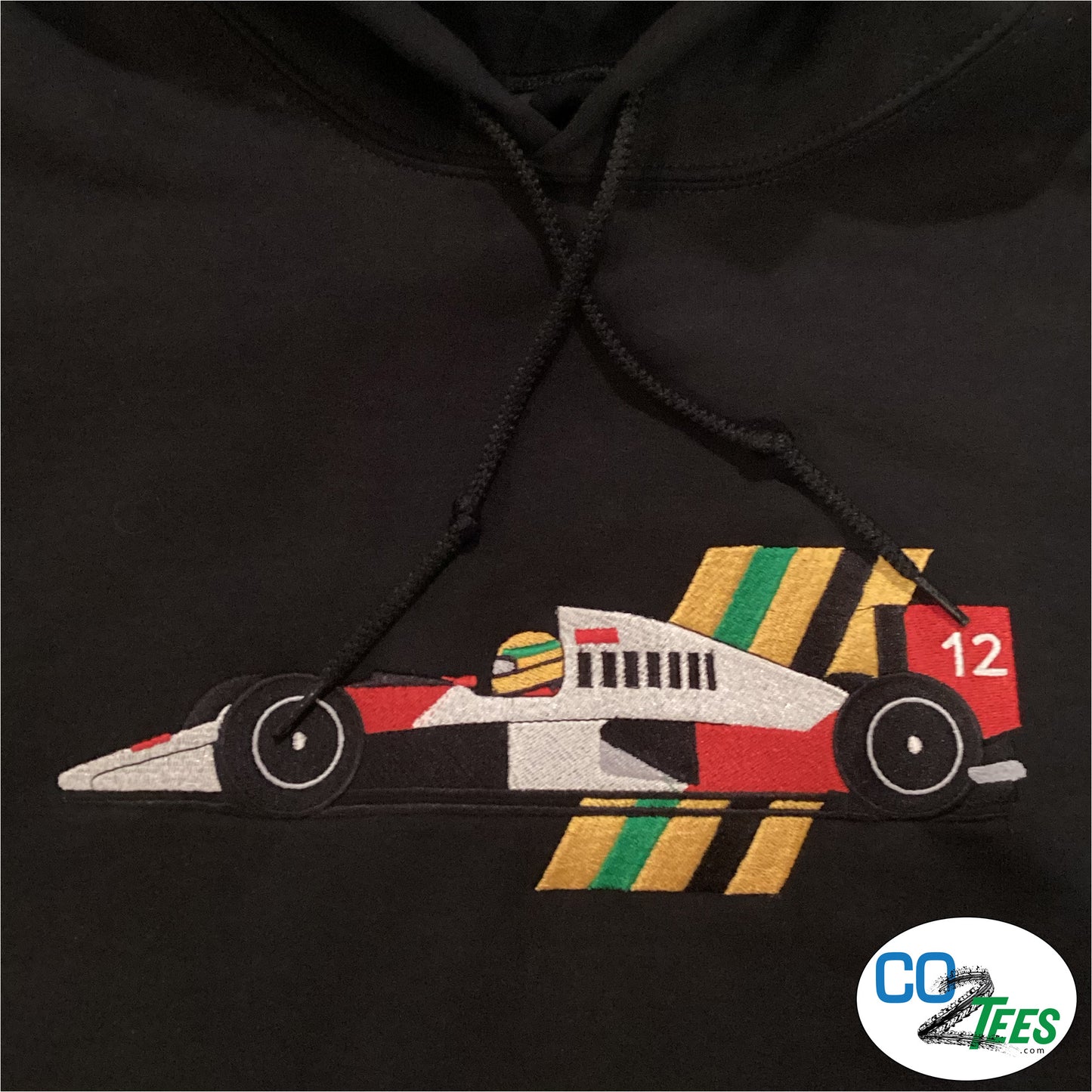 Ayrton Senna F1 Formula Embrodered MP4 Race Pullover Black Hoodie
