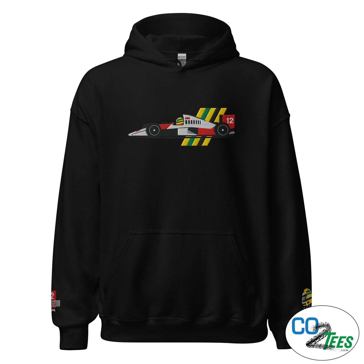 Ayrton Senna F1 Formula Embrodered MP4 Race Pullover Black Hoodie