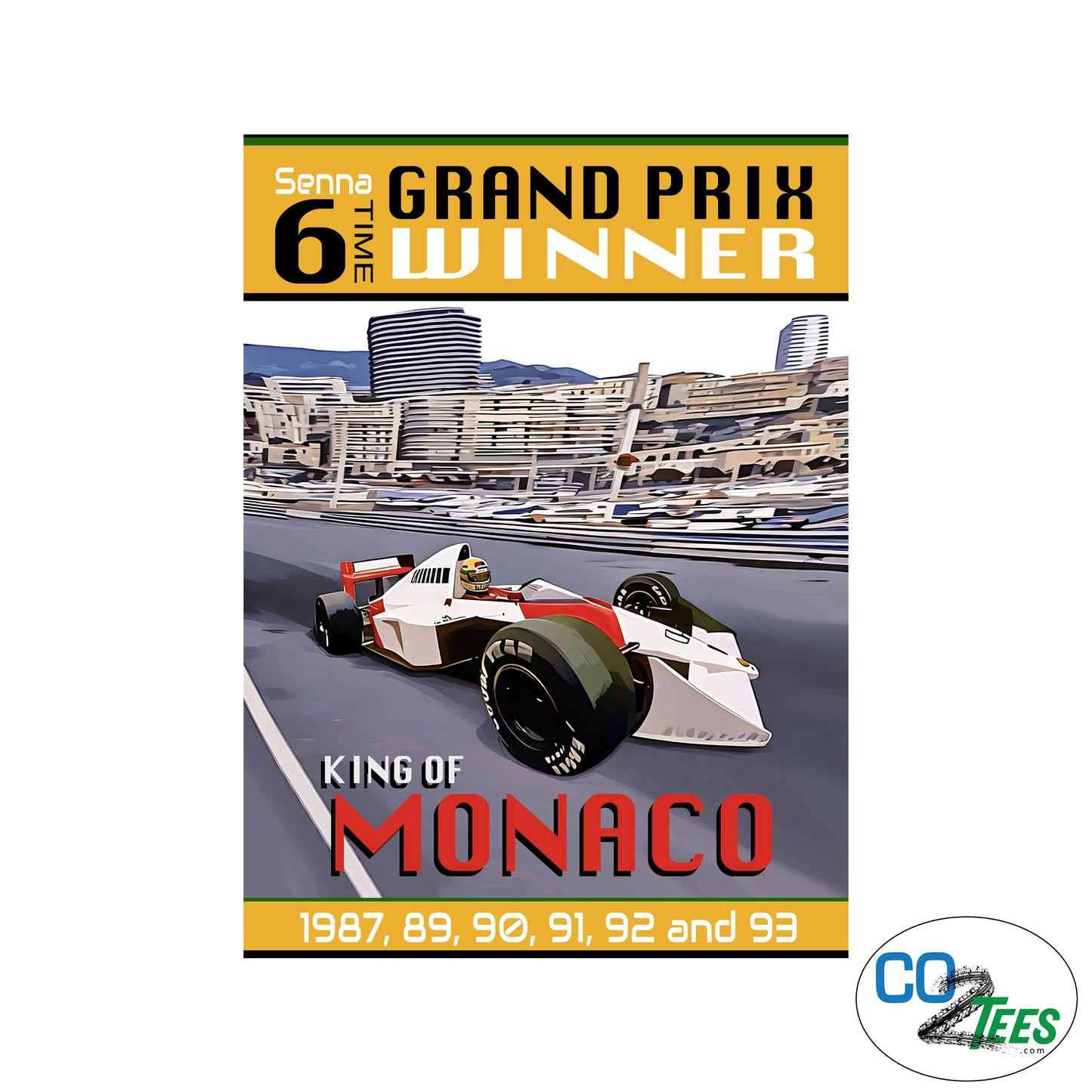 Ayrton Senna 6 Time Monaco Champ T-shirt