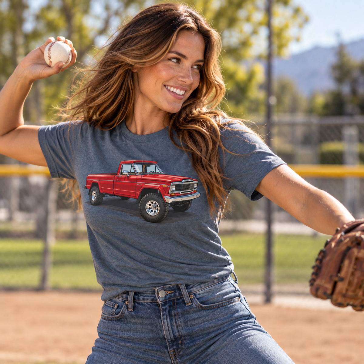 Jeep J20 Red Pickup Truck T-shirt